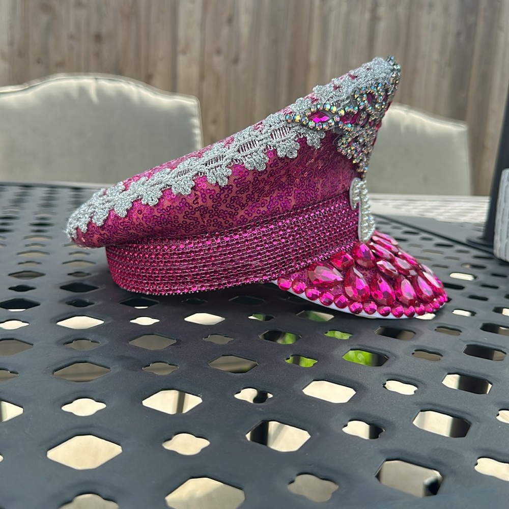 Pink Rhinestone Bling 21 Birthday Captain Festival Party Vegas Hat Dolly Parton - Picture 3 of 7